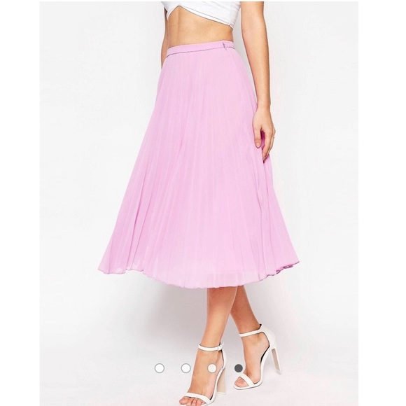 ASOS Pleated Chiffon Midi Skirt in Lilac - Picture 3 of 6